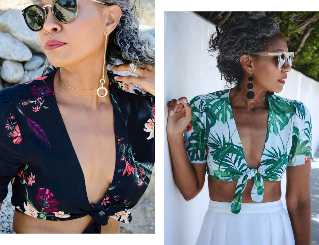 Tie Front Cropped Tops